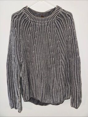 Free People Chunky Ribbed Knit Sweater - Gray & Cream